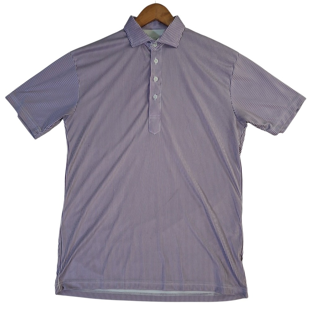 Collars & Co. Men's Polo Shirt Purple Stripe Medium Performance